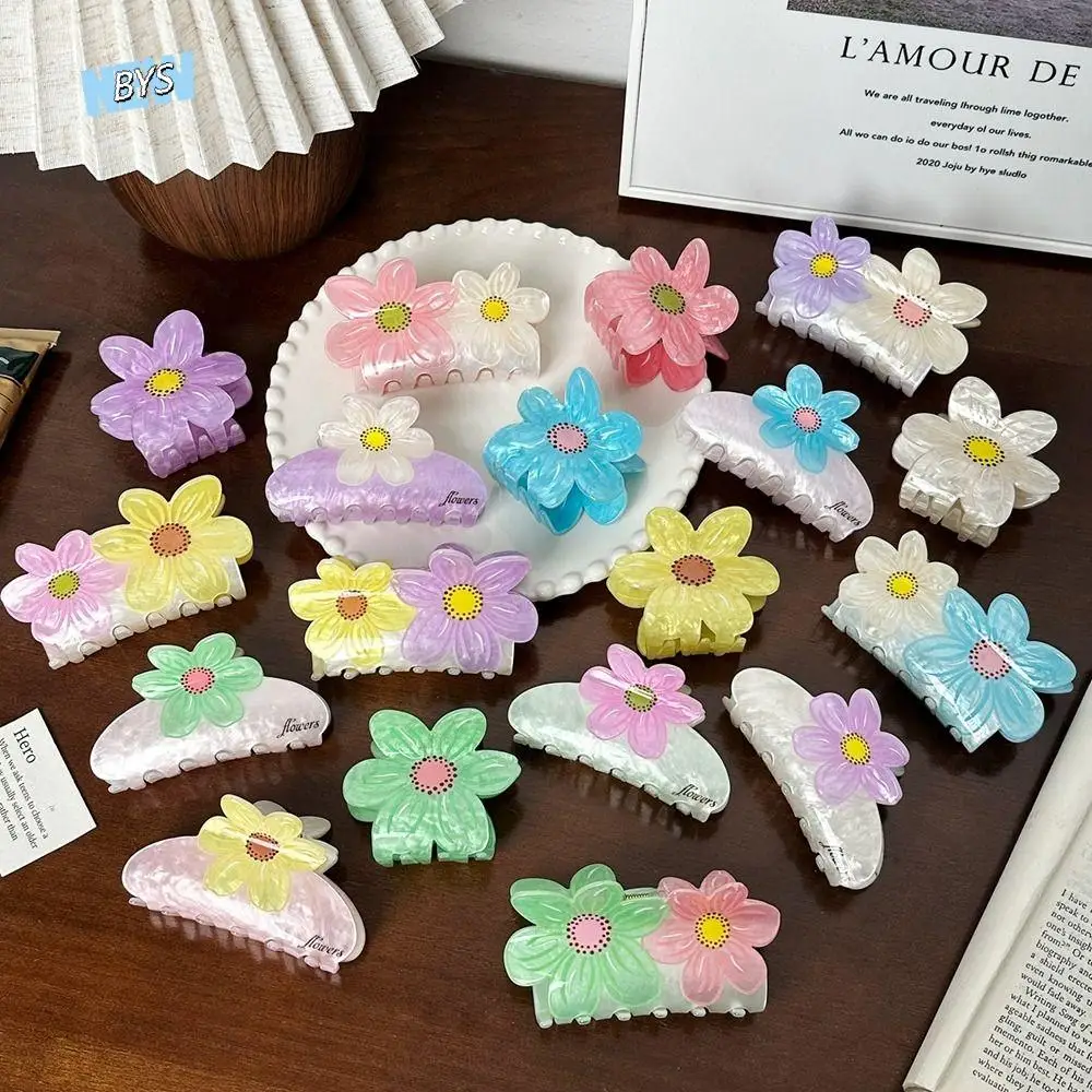 

Creative Hairpin Flower Hair Clip Plastic Acrylic Grab Clip Geometry Colorful Large Hair Claw Female