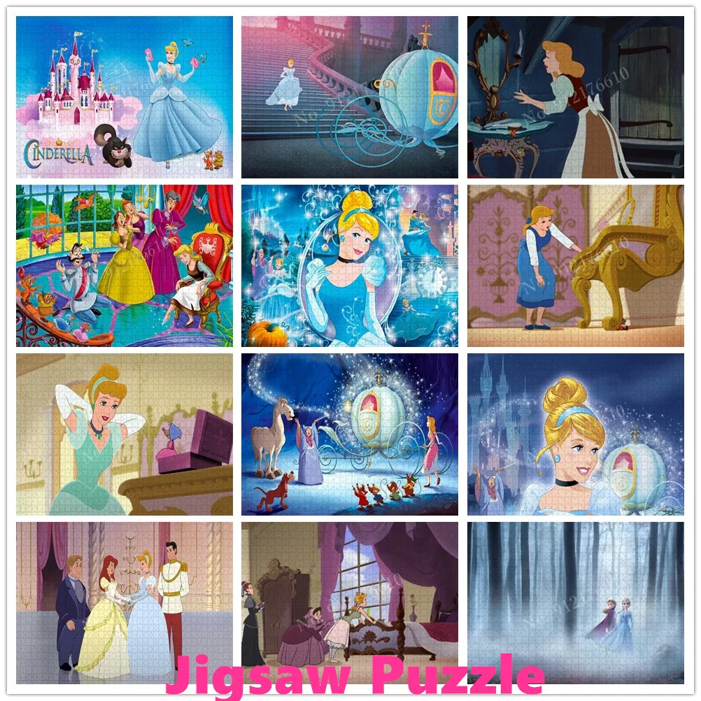 Disney Princess Puzzles for Adults Kids 1000 Pieces Cinderella Carriage Cartoon House Jigsaw Puzzle Game and Puzzle Child Gift