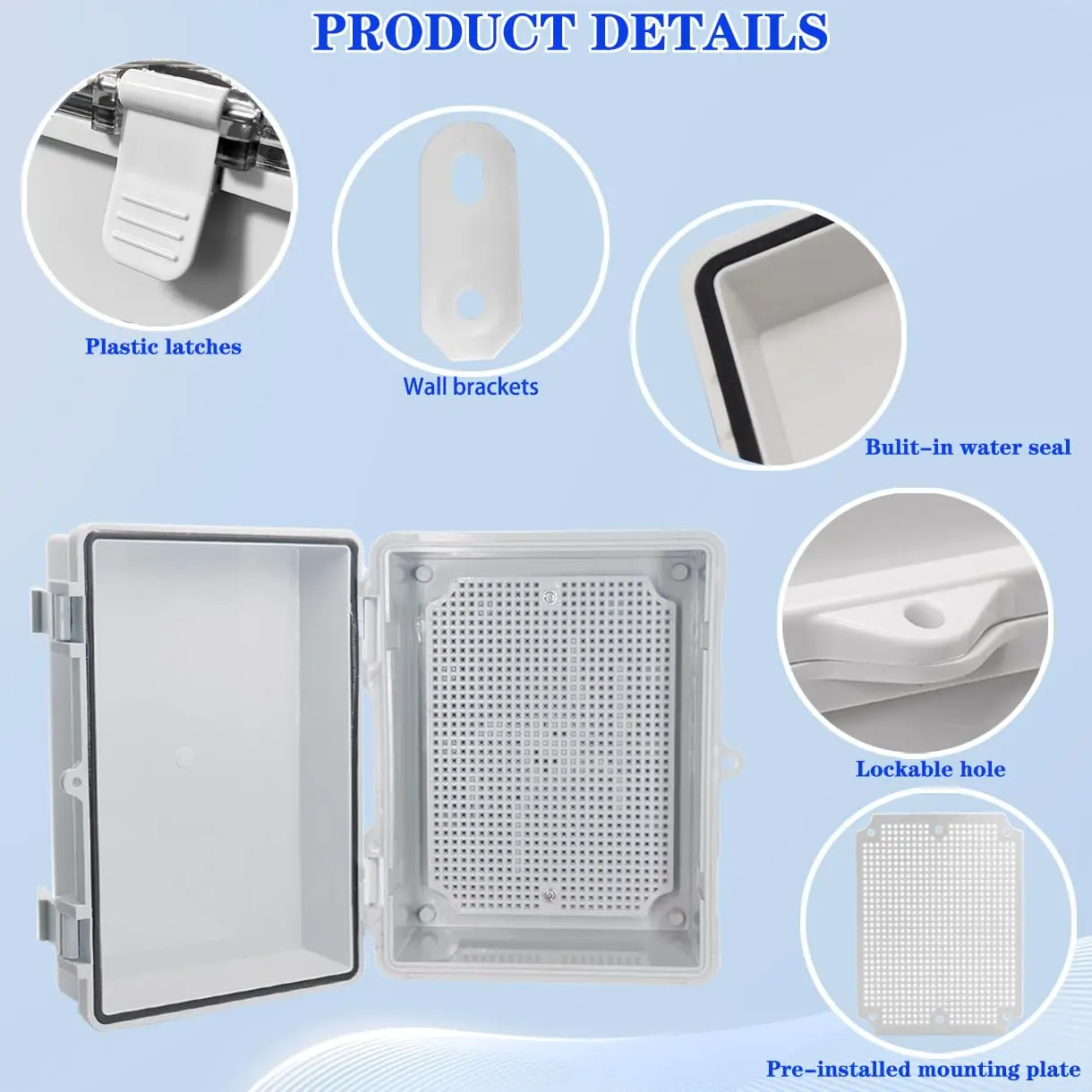 Plastic security monitoring power supply housing flip cover snap-lock hinge type waterproof box outdoor industrial boxwiring box