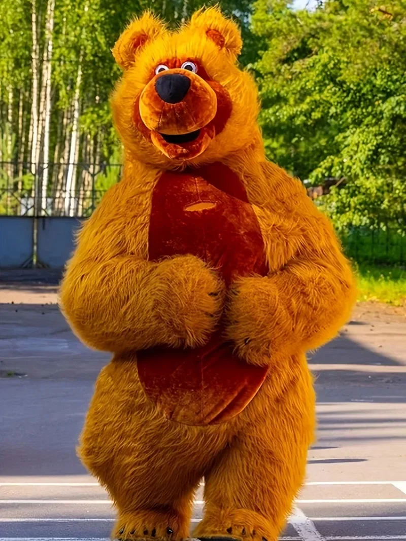 Disfraz Inflable de Oso Pardo Martha, Mascota Caminante Gigante, Personaje de Animal de Dibujos Animados para Adultos, para Fiestas, Sin Batería