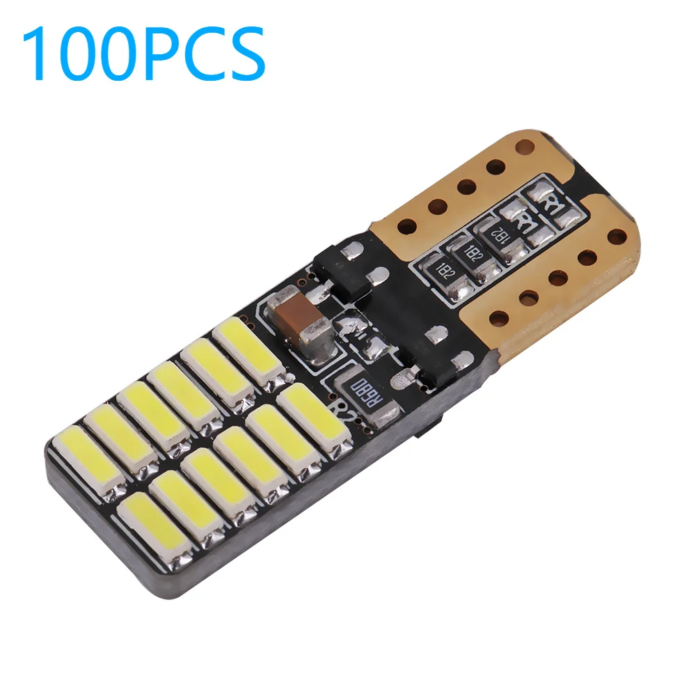 100Pcs 12V/24V Canbus T10 W5W 194 501 LED Interior Instrument Lights Bulb For Car Auto 24SMD Clearance Lamps White