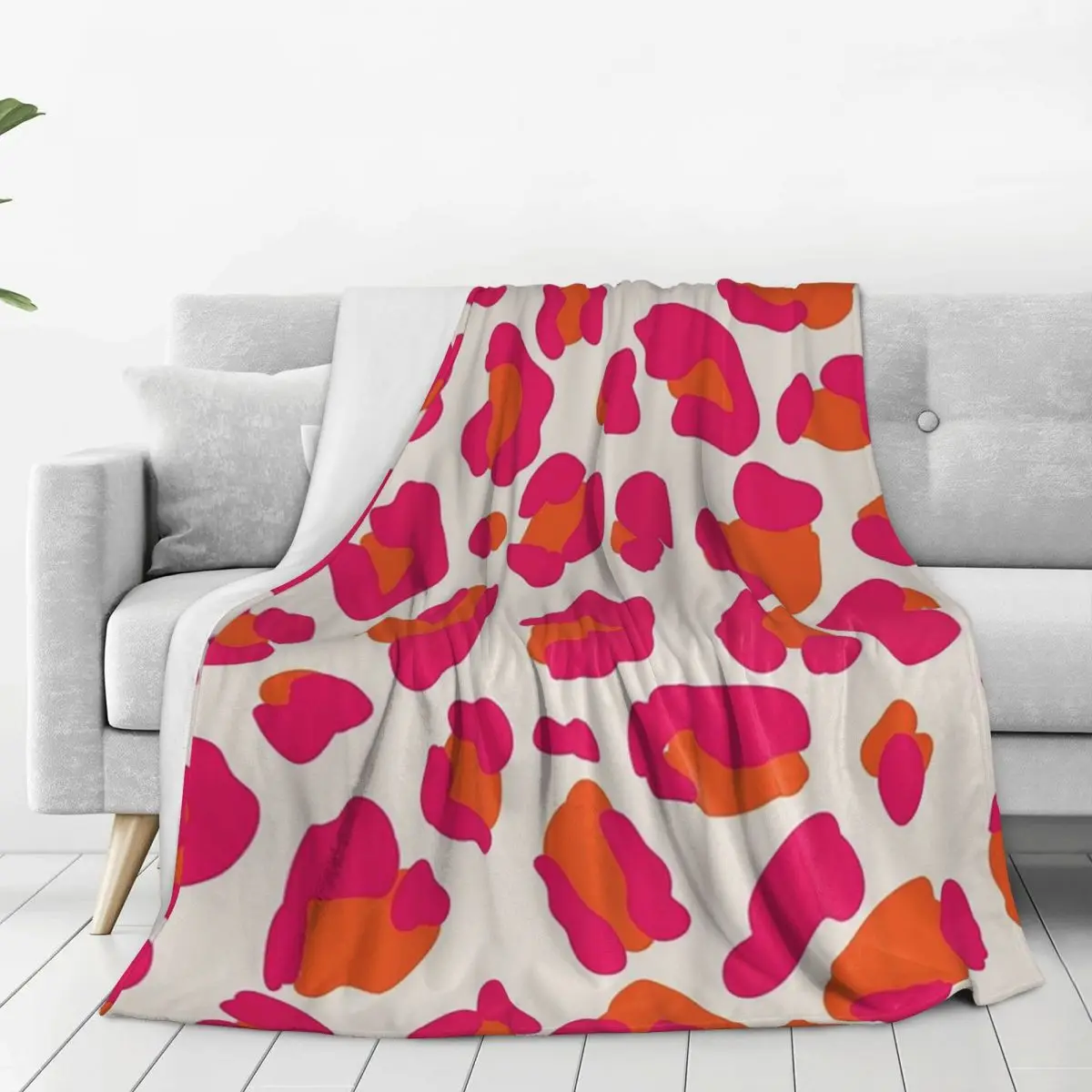 Hot Pink And Orange Leopard Print Blanket Fleece Warm Sofa Throw Blankets For Home Bedroom Travel Throws Bedspread Quilt