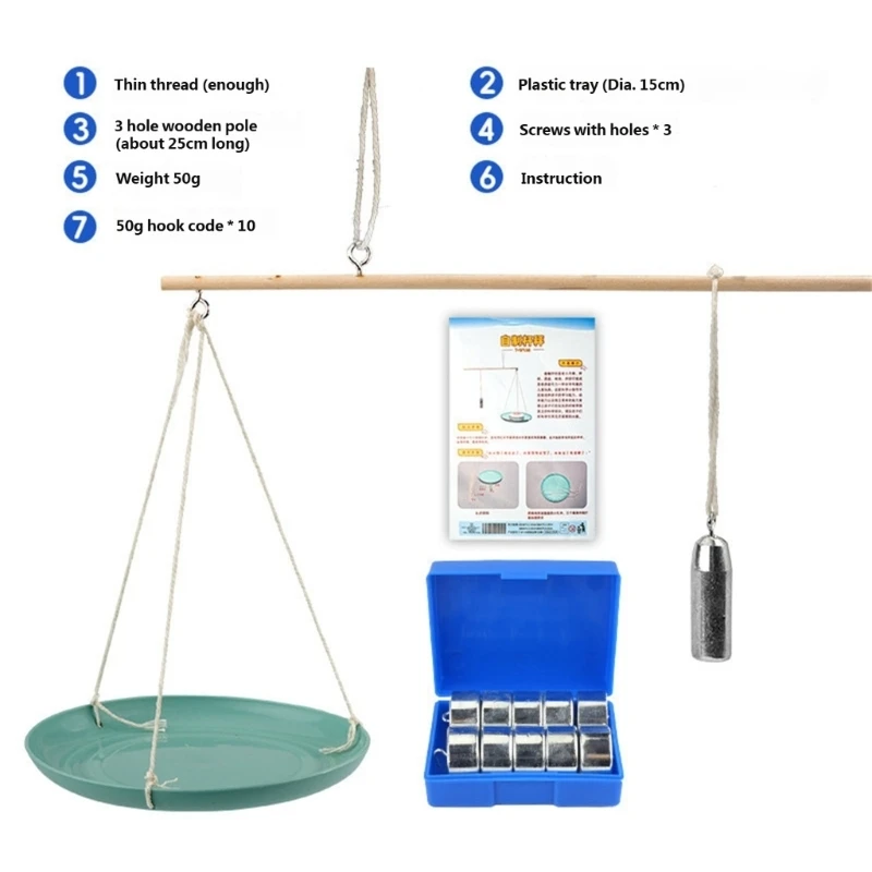 96BA Balkenbalance-Lehrset zum Vergleichen der Gegengewichtsposition und der Tablettlast, DIY-Holzhebelanordnung mit Gewichten – Detail 1