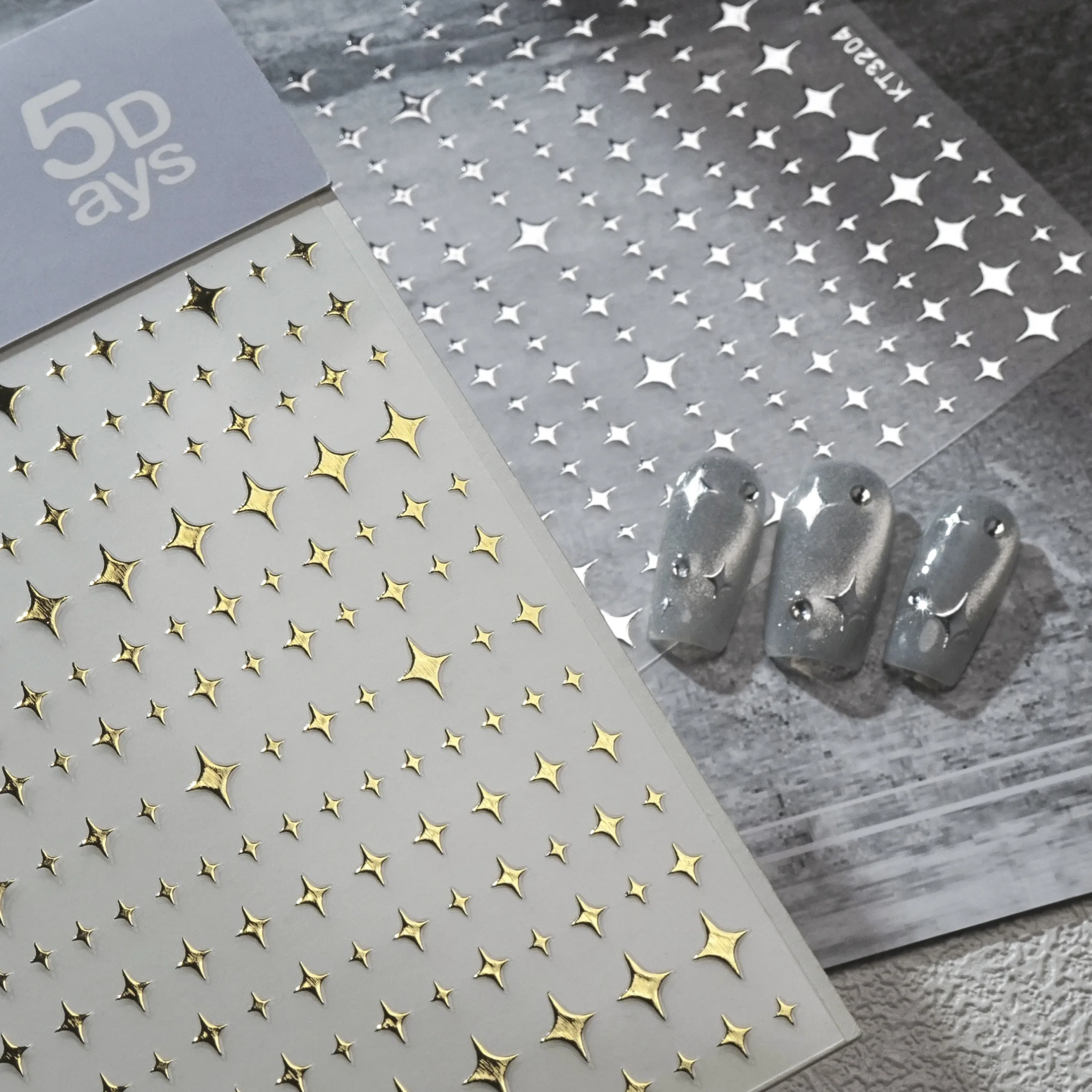 Autocollants pour ongles 3D en métal argent doré Starburst, 1 pièce, décalcomanies de décoration pour Nail Art français Y2K, pointes de Nail Art, charme pour ongles