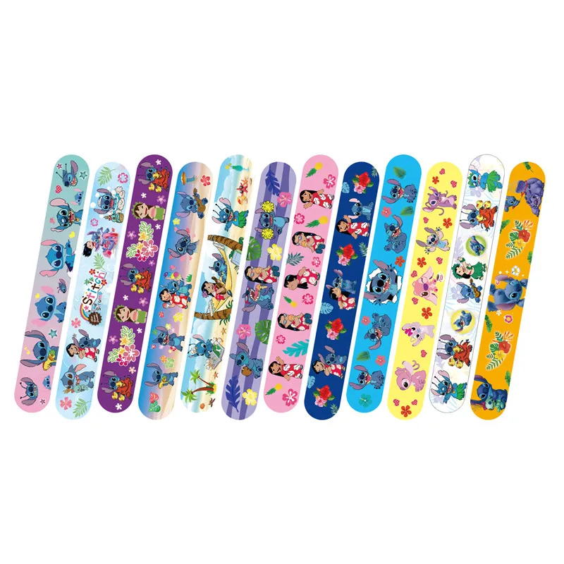 6/12pcs Disney Anime Stitch Slap Circle Bracelet Kawaii Lilo & Stitch Bracelet Wristband Children's Birthday Party Gifts