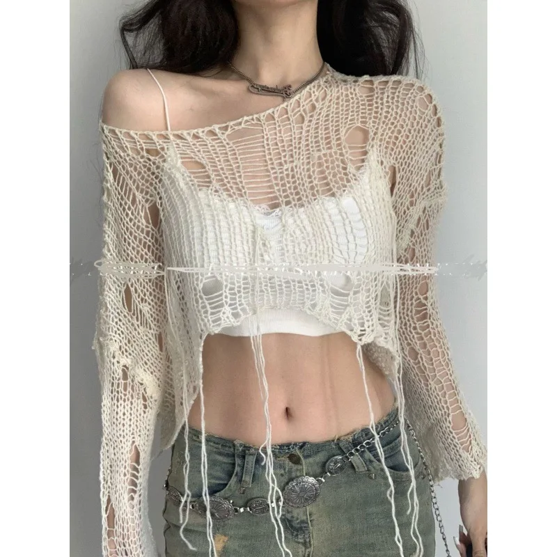 Y2K マルチスタイル レディース ニットウェア |   ショートカットニットトップ＆レトロな雰囲気のニットフーディー