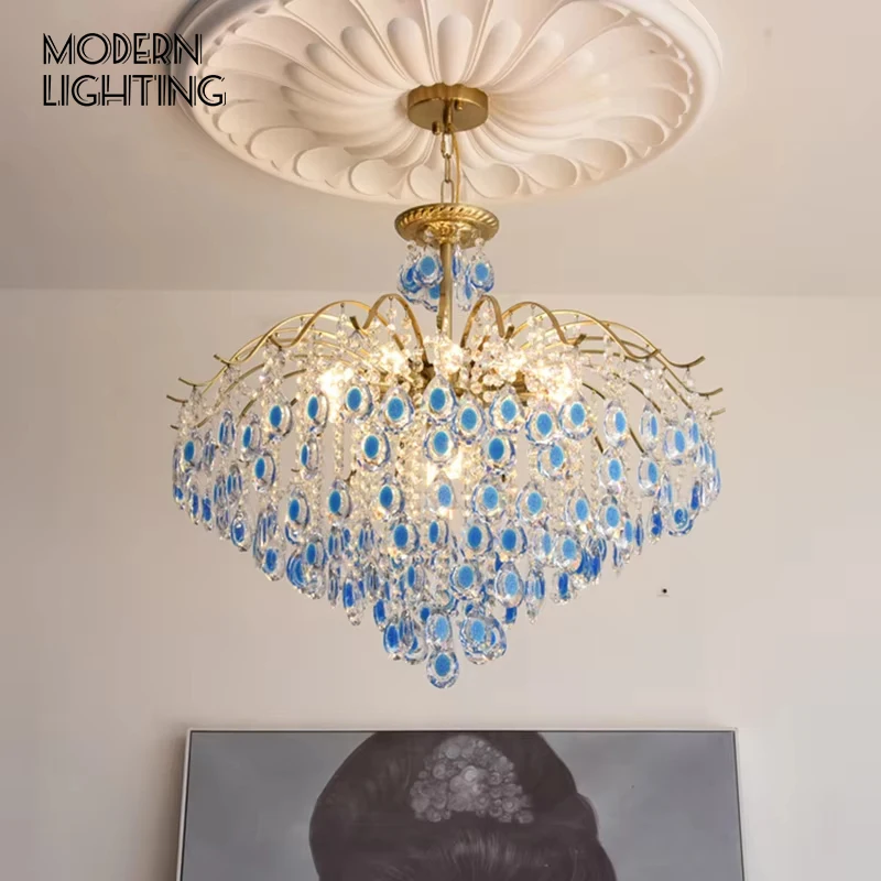 Light Luxury Creative Water Droplet Living Room Pendant Light Design Master Bedroom Crystal Light Post-modern Dining Room Light