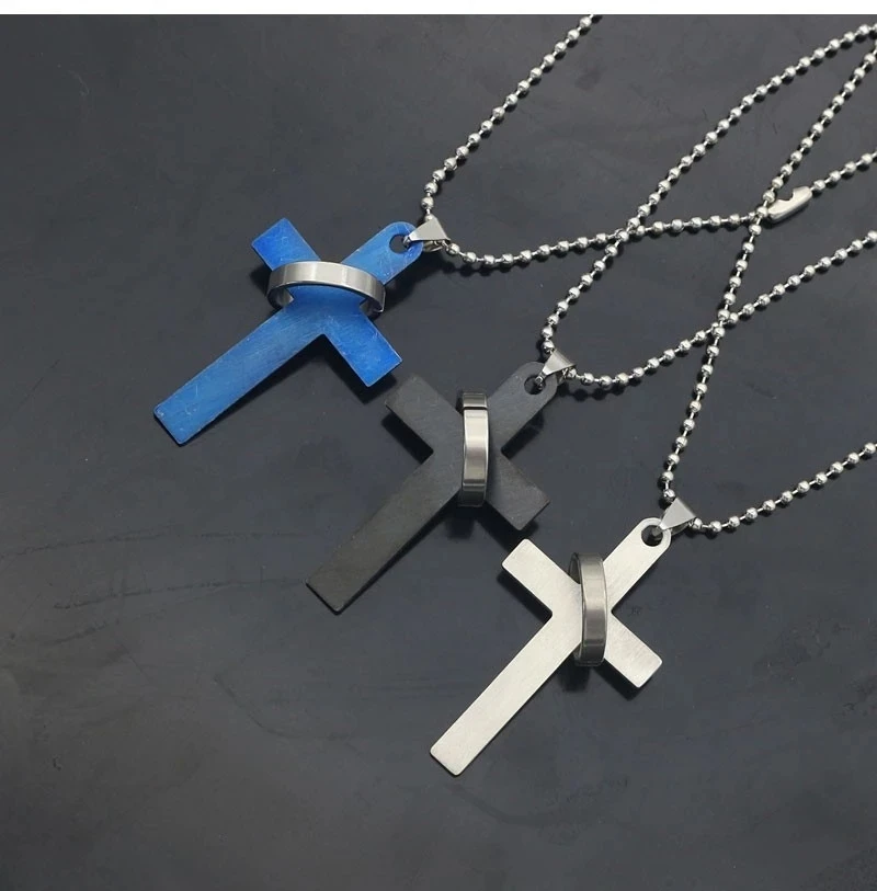 Trendy Cross Pendant Necklace Hip Hop Bible Verses Jesus Pray Cross Beads Chain Necklace Unisex Jewelry Drop Shipping Collares