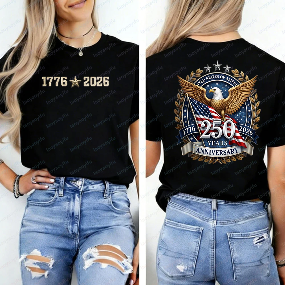 

Anniversary America Fourth of July T-Shirt America Tee Graphic T Shirts Women Clothing Oversized T Shirt High Quality Cotton Top