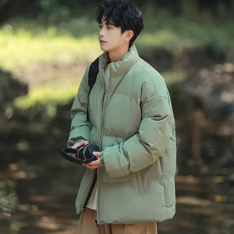 

Men's Cotton Jaet Stand Collar Bread Coat Warmth Cold Resistant Spring Autumn Winter Trendy Brand Couple's Outerwear