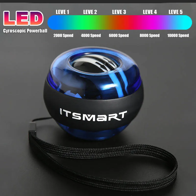 LED Gyro Ball Gyroscope Powerball Autostart Range Gyro Power Wrist Ball Arm Hand Muscle Force Forearm Trainer Fitness Equipment