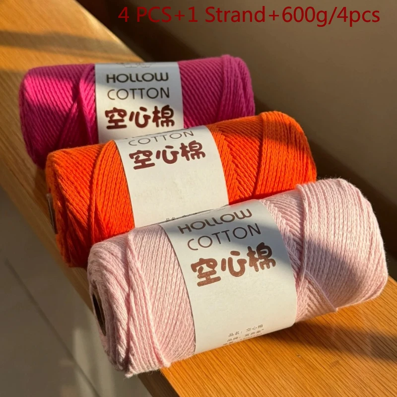 4 PCS 2mm Soft Yarn Hand-Knitting Thread Summer New 600g DIY Cotton Yarn For Handmade Craft Slipper Bag Hat Carpet Crochet Yarn view 5