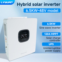 LVYUAN 6.5KW 3.6KW Solar Inverter Hybrid 48V 24V Pure Sine Wave OnGrid OffGrid MPPT 120A 100A Solar Charge Controller