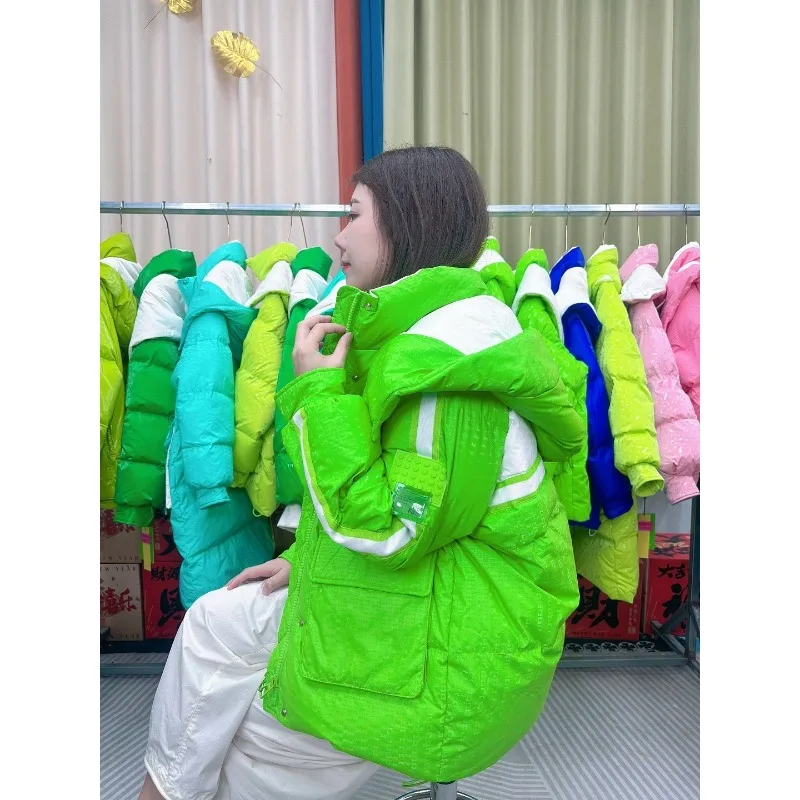 Spliced Hooded Cotton Clothes Large Pockets Comfortable Fashionable Fragrant Luxury Short Thickened Premium Down Cotton Clothes