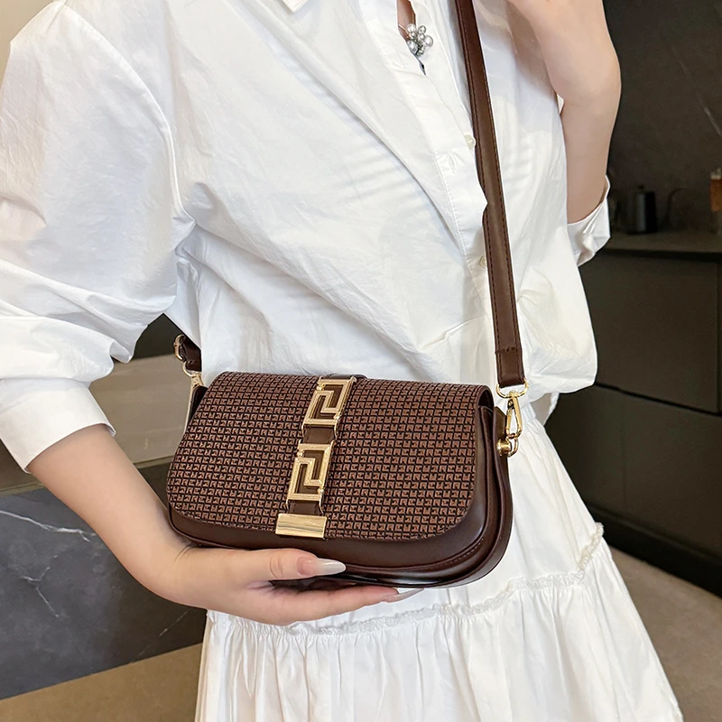 

Luxury Fashion Designer Women's Messenger Bag Leather Crossbody Shoulder Handbag Vintage Design Ladies Fashion Purse