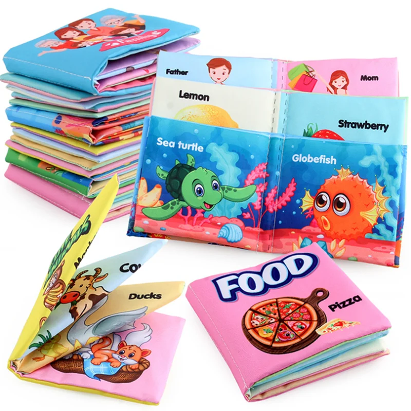 Montessori 0-12Monthes Baby Books toys Educational Newborn Infant Early Learning Cloth Book Develop Cognize Reading Puzzle Toys