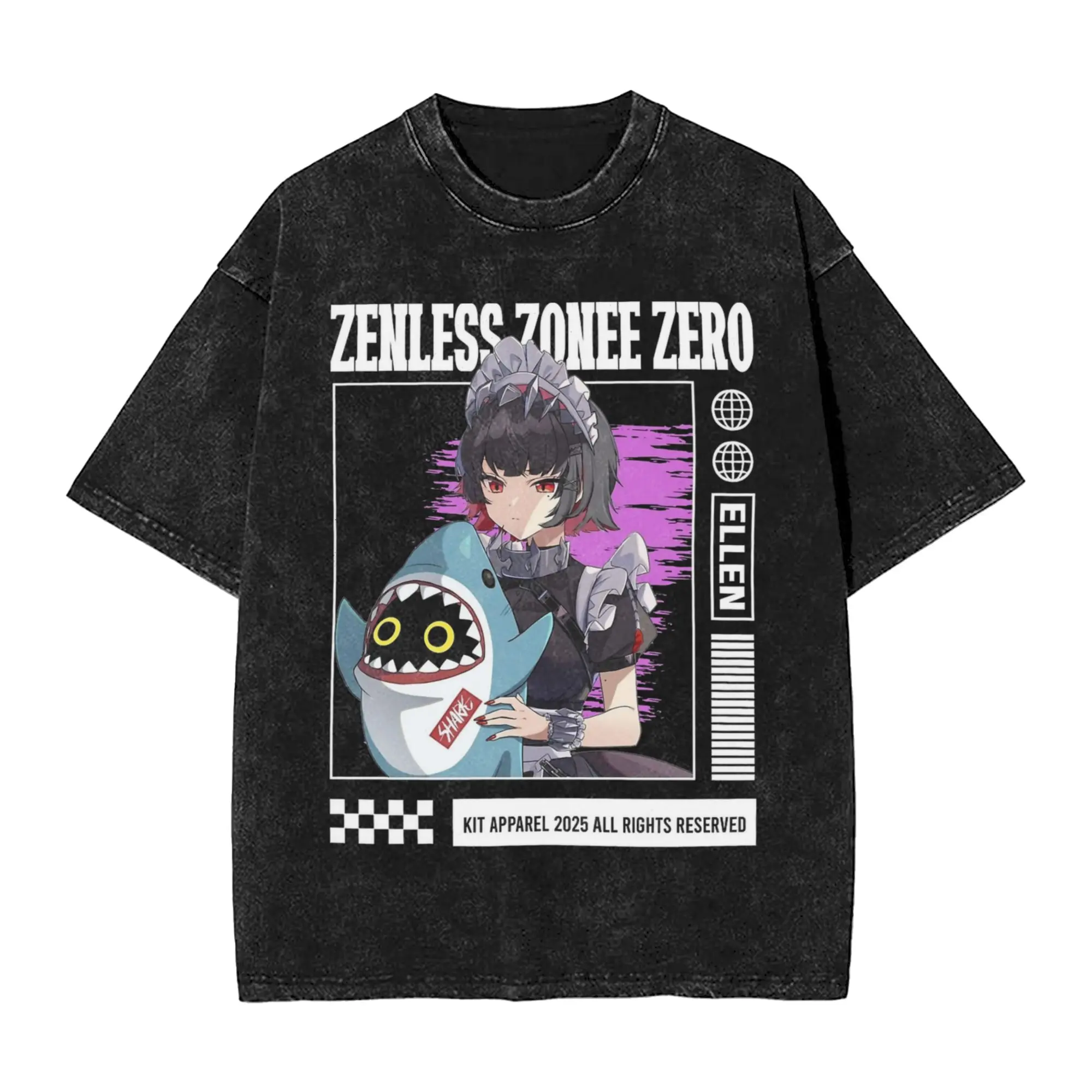 Ellen Joe Zenless Zone Zero T Shirts Hip Hop Washed 100% Cotton Oversize T-Shirts Men Women Tops Streetwear Summer Tee Shirt