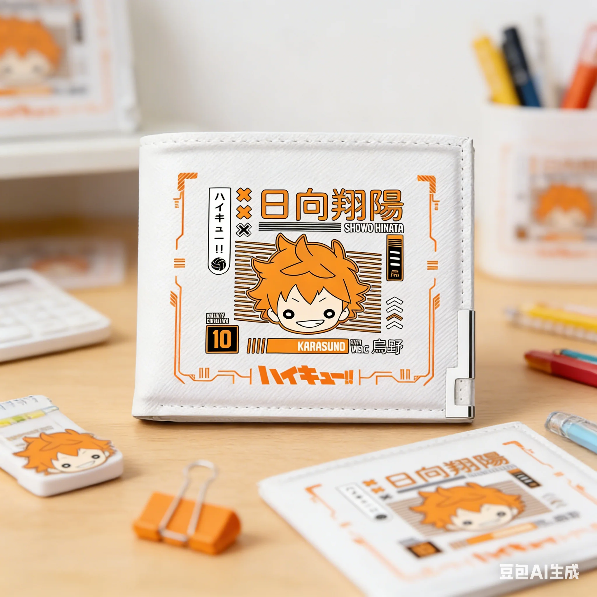 

Хайкью!! Кошелек Karasuno VBC Anime из искусственной кожи, короткий, с мультяшным рисунком, белый, для удостоверений личности, унисекс, мини-клатч для девочек