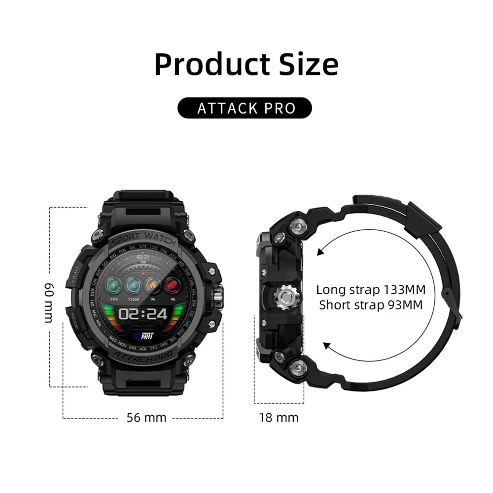 LOKMAT Brand New ATTACK Pro Sport Smart Watch Bluetooth Calls Watches 5ATM Waterproof Fitness Tracker Heart Rate Monitor 2023
