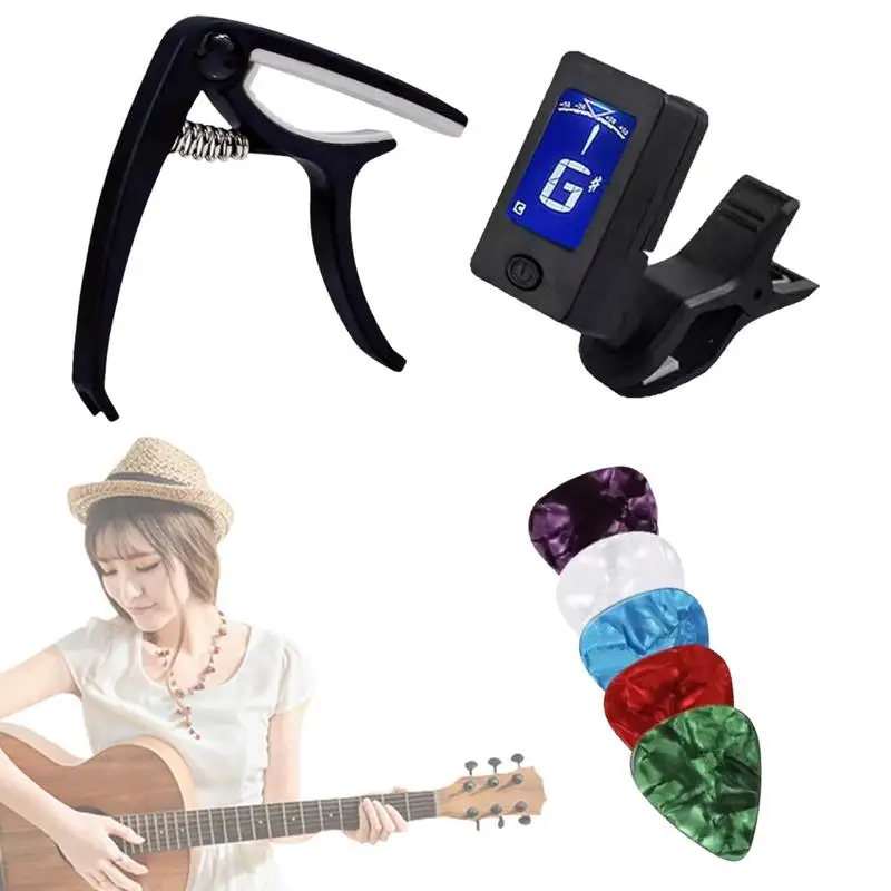 Guitar Capo Set Guitar Capo Picks Set Robust Construction Guitar Practice Tool For Electric Guitars Acoustic Guitars Classical