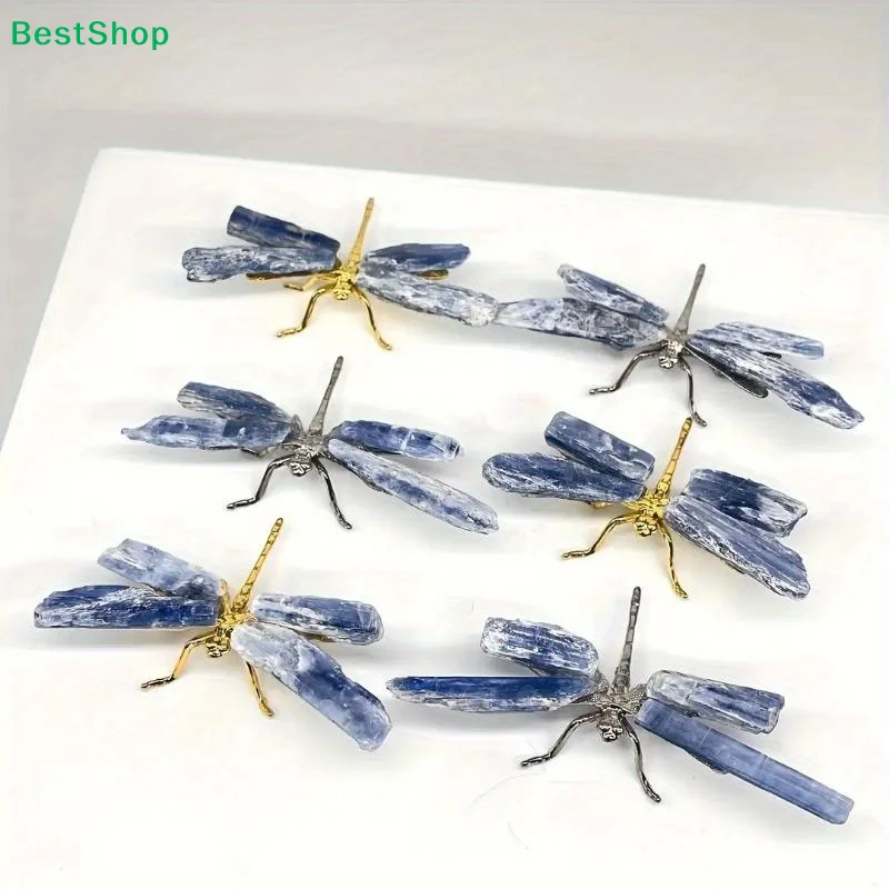 1pc Natural Crystal Kyanite Dragonfly Ornament Stone Animal Home Decoration Holiday Gift Home Decoration