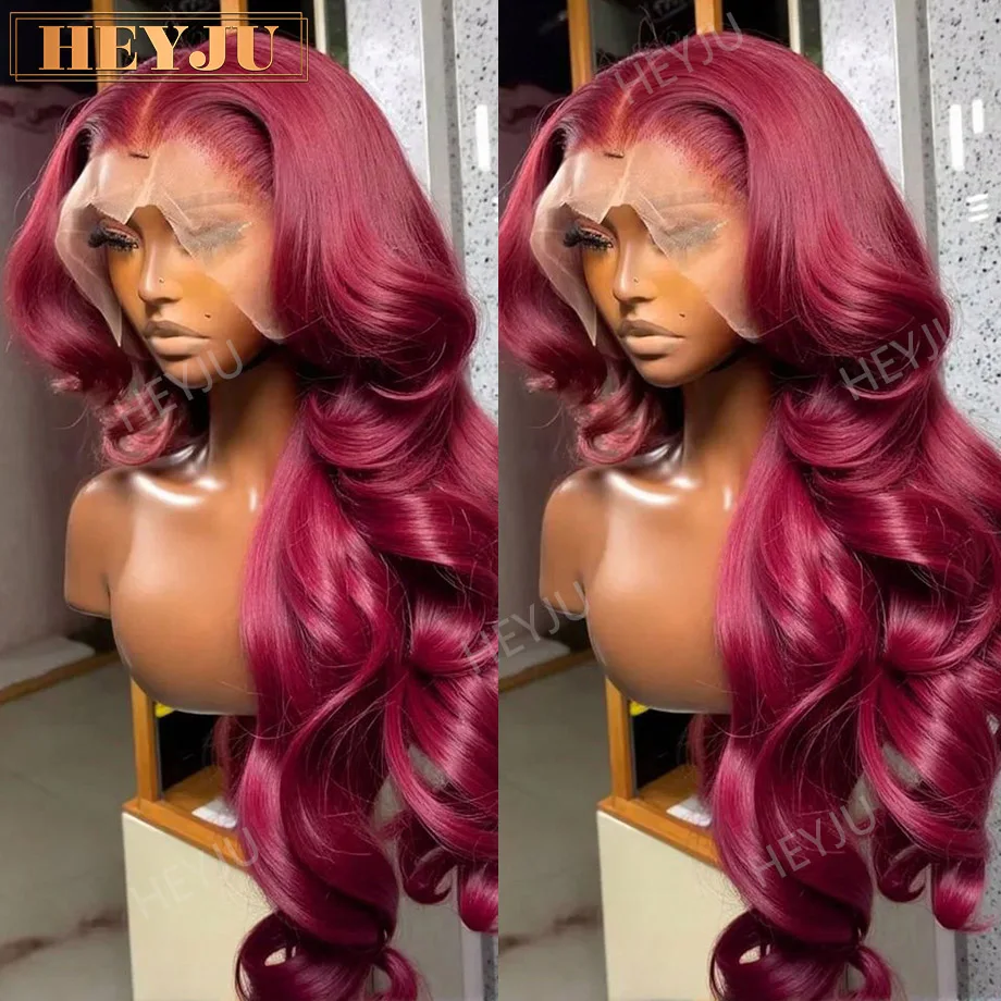 

99J Burgundy 13x4 13x6 HD Lace Frontal Human Hair Body Wave Lace Front Wigs For Black Woman 30 Inch Highlight Wigs Human Hair