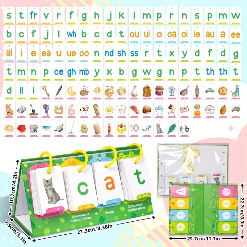 3-6 Sight Words Preschool Classroom Phonics Learning Card AotBlcer 129Pcs Word Builder Game - Flash Cards Set for Kids Ages