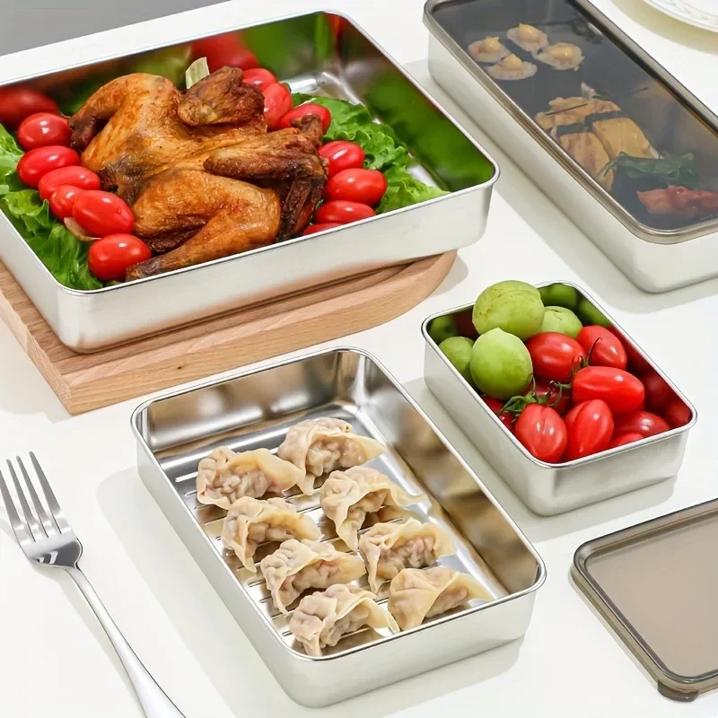 

Food Storage Container Freezer kitchen Organizer Refrigerator Organizer Stainless Steel Meat Bacon Container Fridge Organizer