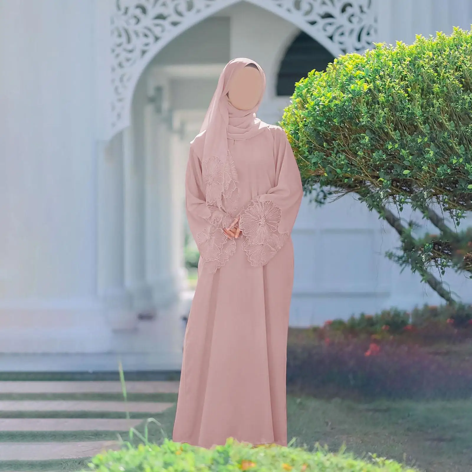 

Женский мусульманский халат XXL с хиджабом, мягкий исламский молитвенный халат из полиэстера с длинными рукавами