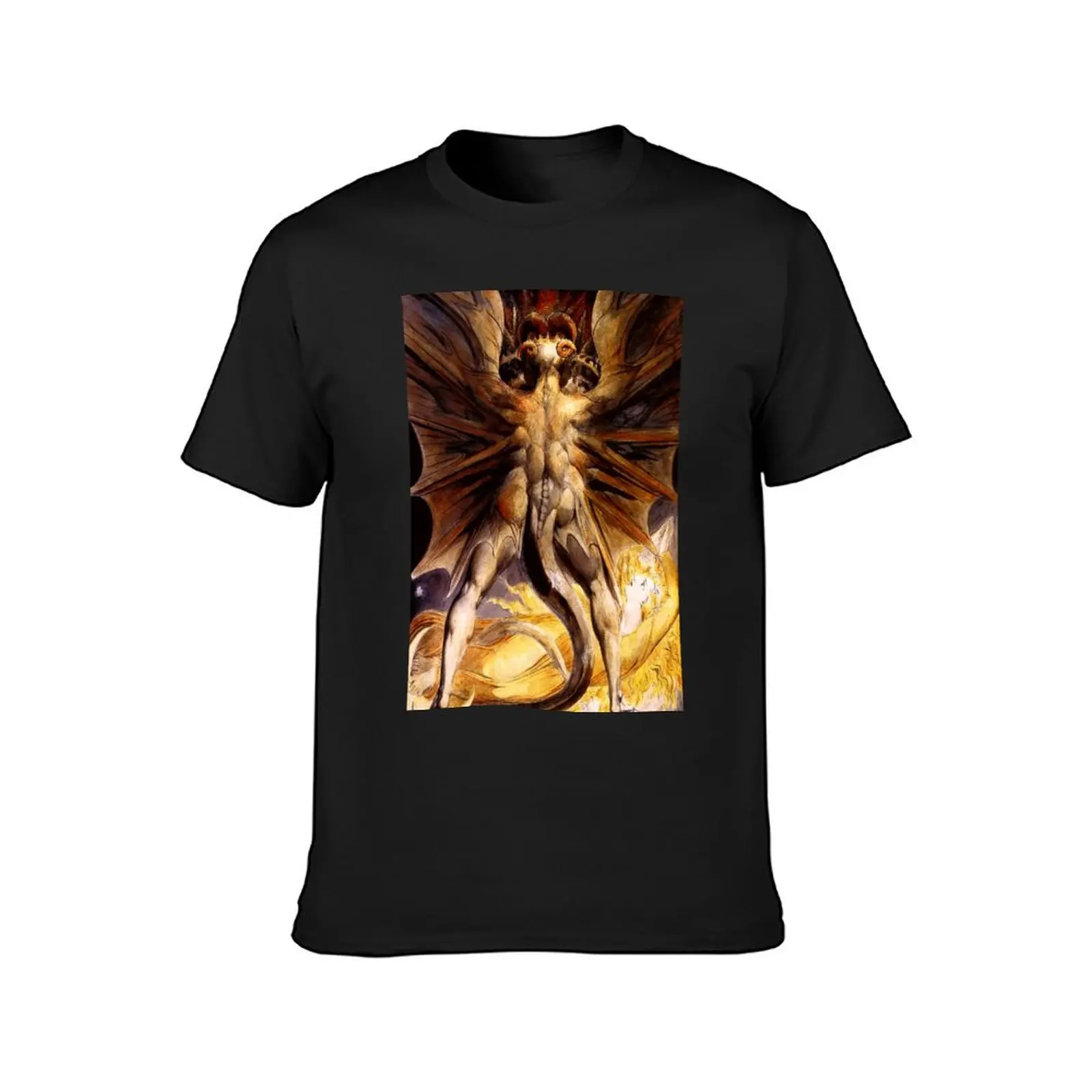 The Great Red Dragon and the Woman Clothed in Sun -William Blake | Large HD Version T-Shirt tops mens big and tall t shirts