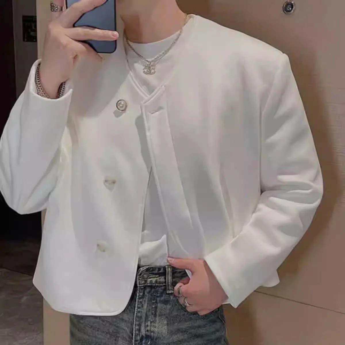 

Новая китайская мужская куртка с жемчужными пуговицами Faion Simplici Nel Design молодежная верхняя одежда ulari на весну и осень