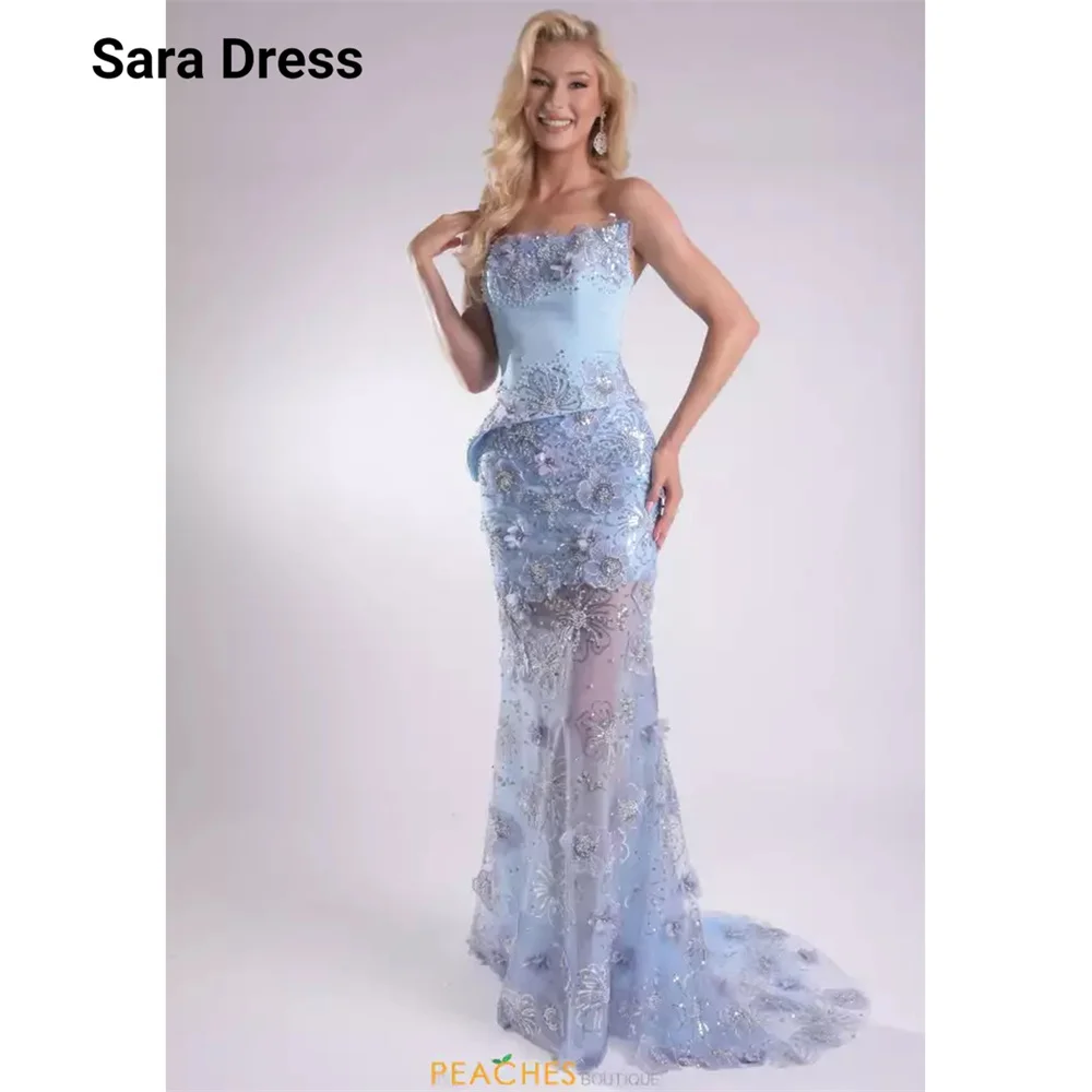 

Sara Custom Fishtail Sweetheart Lace Flower Women's Wedding Evening Dress for Event Elegant Evening Dresses for Woman Party Prom
