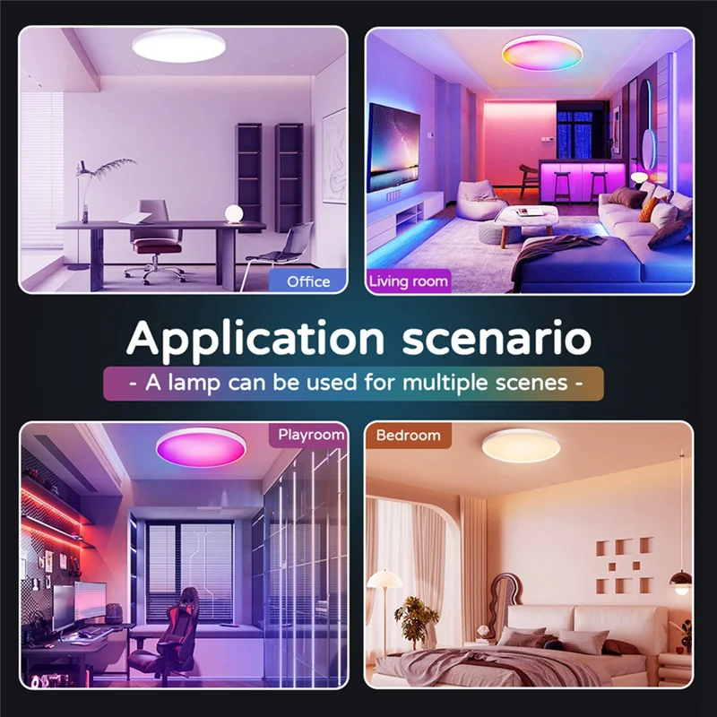 

NEW-Smart Ceiling Lamp Wifi Bluetooth Remote Control Rgbcw Dimming Color Ceiling Lamp Simple Three-Proof Ceiling Lamp