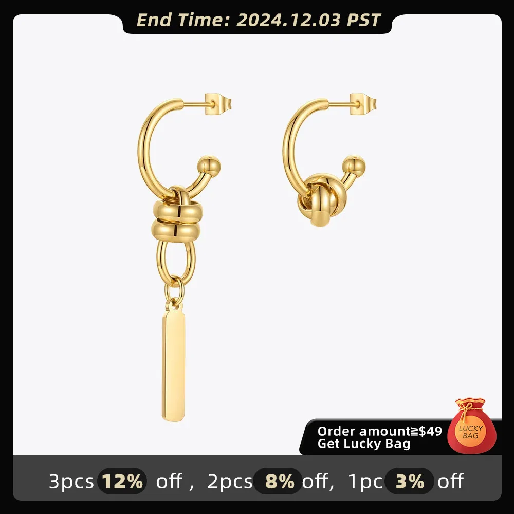 ENFASHION Tag Piercing Drop Earring Stainless Steel Dangle Earrings Gold Color Fashion Jewelry Dropshipping Pendientes E211346