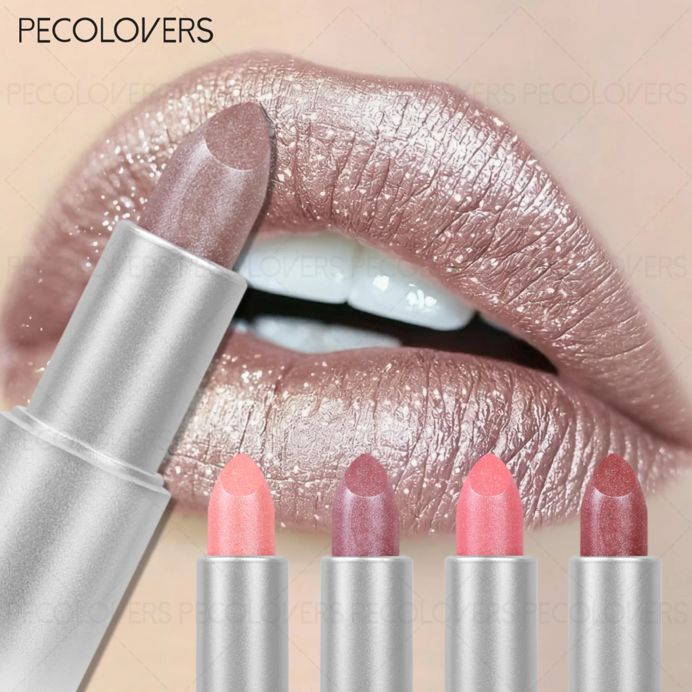 1 Pcs Mermaid Pearlescent Glitter Lipstick, Waterproof Long-lasting, Metallic Shimmer Pink Nude, Party Date Music Festival