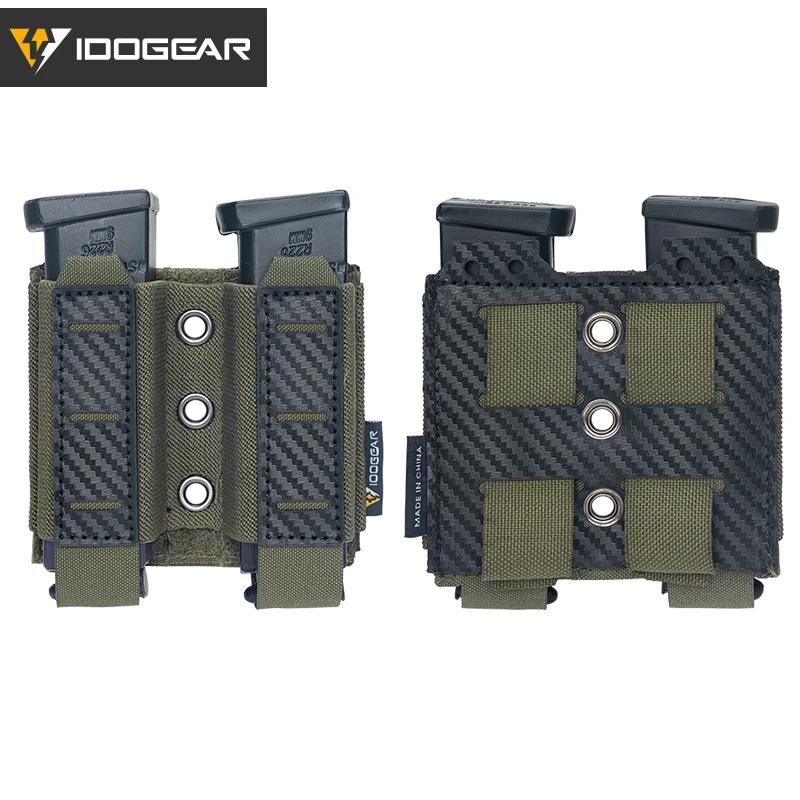 IDOGEAR Taktische Mag-Tasche, 9 mm, Doppel-Mag-Träger, Kohlefaser, MOLLE-Tasche, Camo 3590