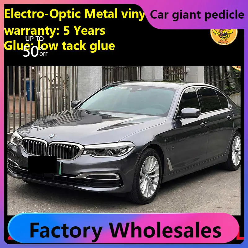 

Deep Grey Electro-optical Metal Vinyl Wrap For Car Wrapping Covering Foil Air Bubble Free Low Tack Glue1.52*18M/Roll 5x59ft