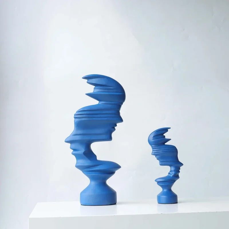 Wholesale Price Modern Design Home Decoration Abstract Face Art Statues Interior Living Room Resin Ornaments