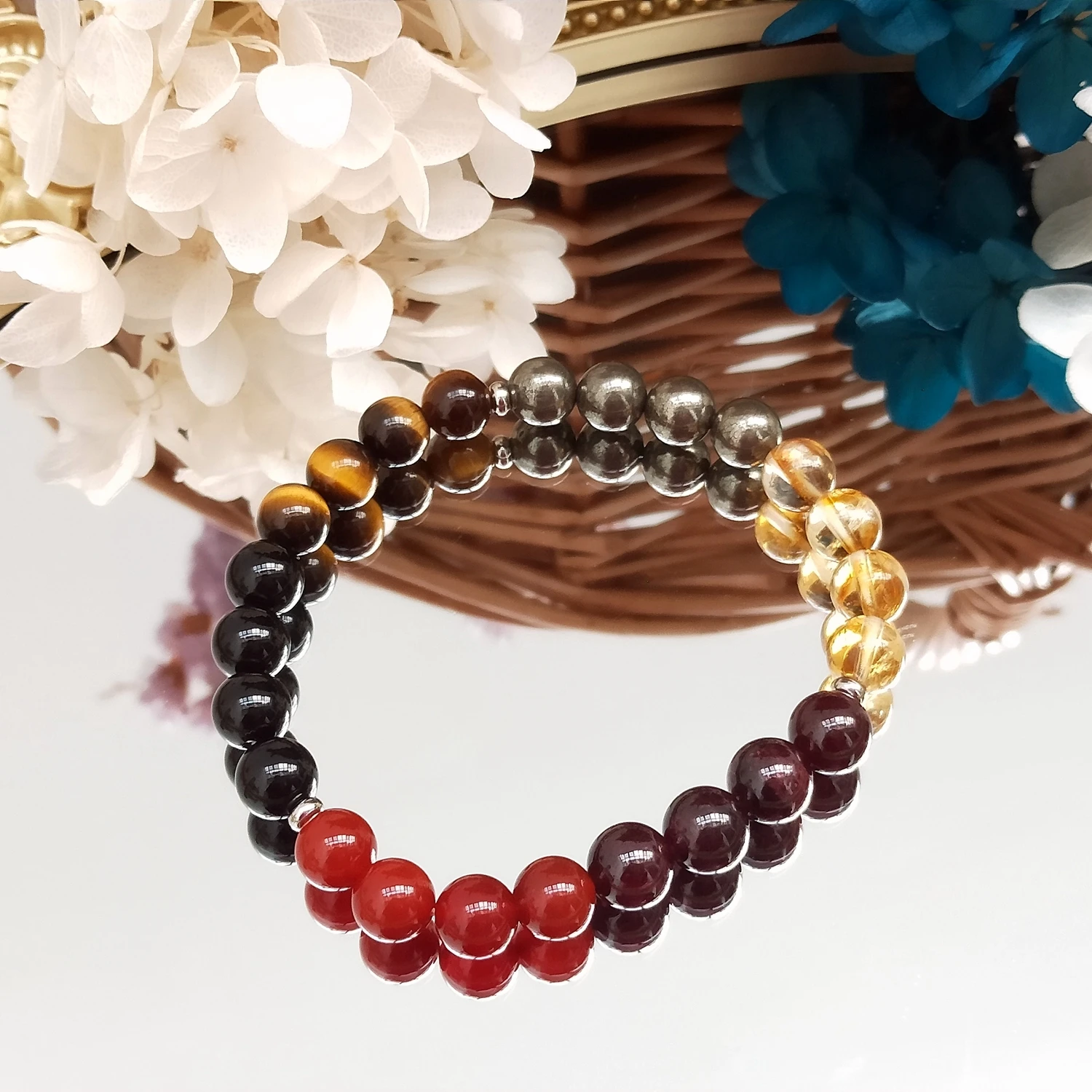 

Lii Ji цитрин Пирит тигровый глаз гранат черный агат сердолик натуральный камень 8 мм эластичный браслет 19,5-20 см для мужчин ювелирные изделия