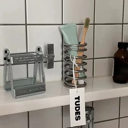 Creative Stainless Steel Toothbrush Holder Metal Bathroom Toothware Rack Toothpaste Makeup Brush Storage Decoration Storage Rack