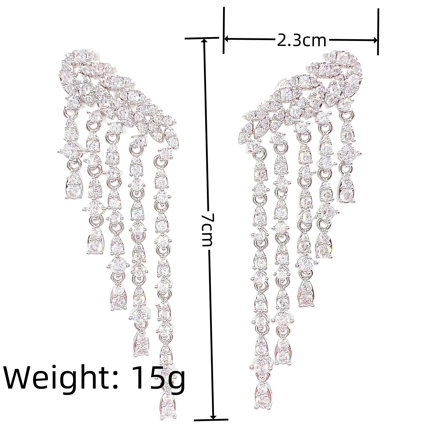 Long glitter white fringed earrings women's everyday wear accessories jewelry suitable for dating holiday wedding prom gift E342