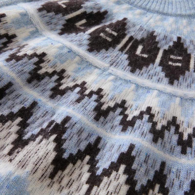 CHICUU luxe femmes 100% cachemire épais Vintage Jacquard Cardigan pull col rond Fair Island cachemire tricots automne hiver