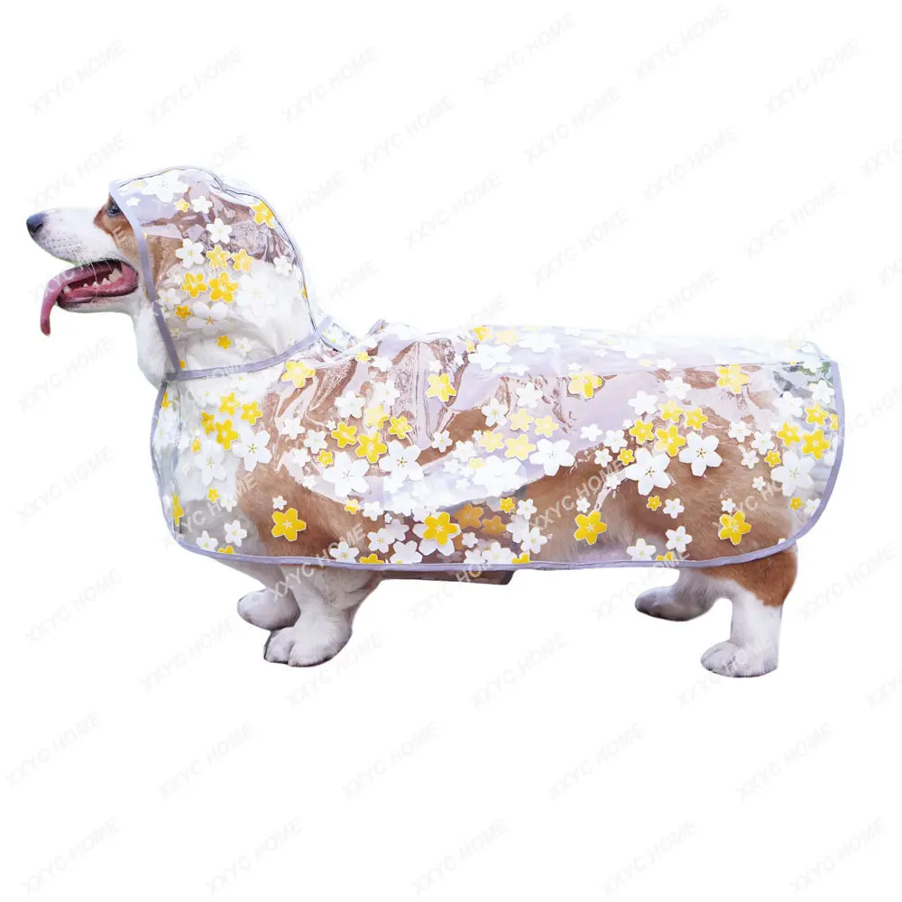 

Cute Dog Clothes Corgi Teddy Golden Retriever Pet Transparent Raincoat Cloak New Pet Supplies