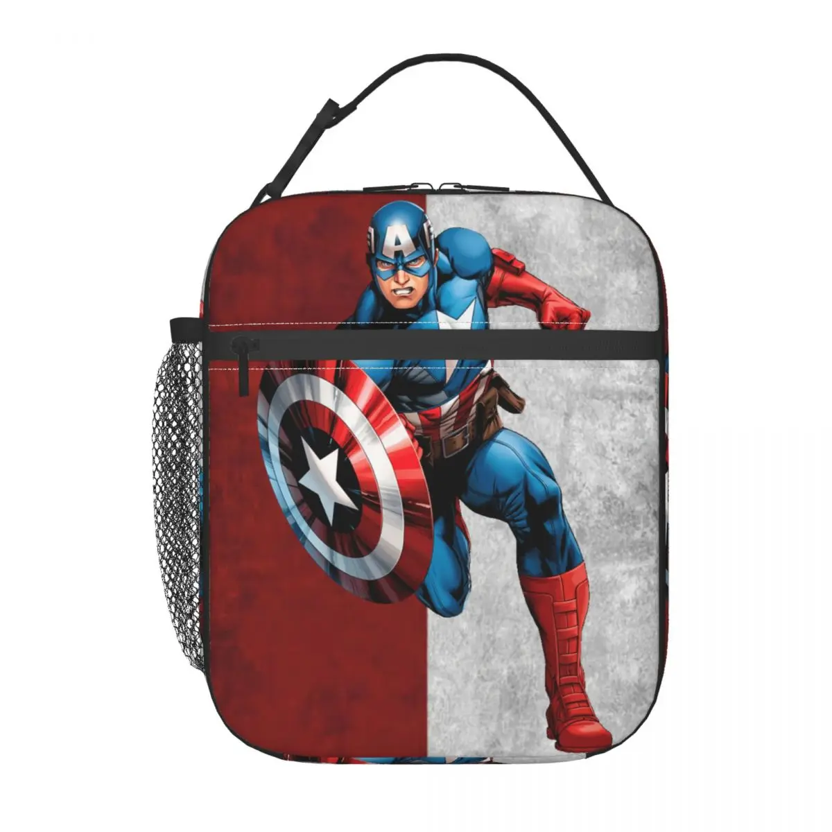 Custom Captain America Resuable Lunch Box for Women Waterproof Cooler Thermal Food Insulated Lunch Bag Kids School Children