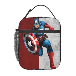 Custom Captain America Resuable Lunch Box for Women Waterproof Cooler Thermal Food Insulated Lunch Bag Kids School Children