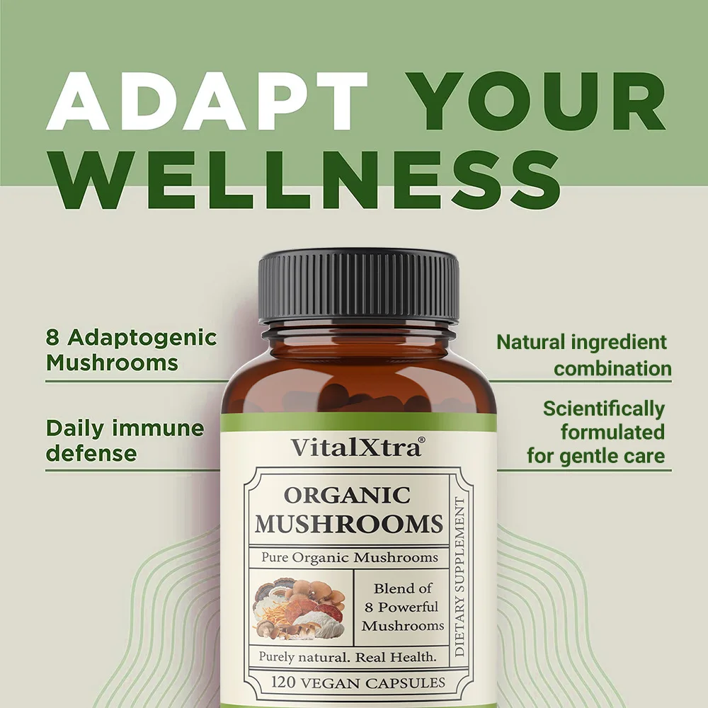 Mushroom Extract Capsules - 8 in 1 Immunity Blend - Turkey Tail, Maitake, Shiitake, Cordyceps, Snow, Lion’s Mane, Reishi, Chaga