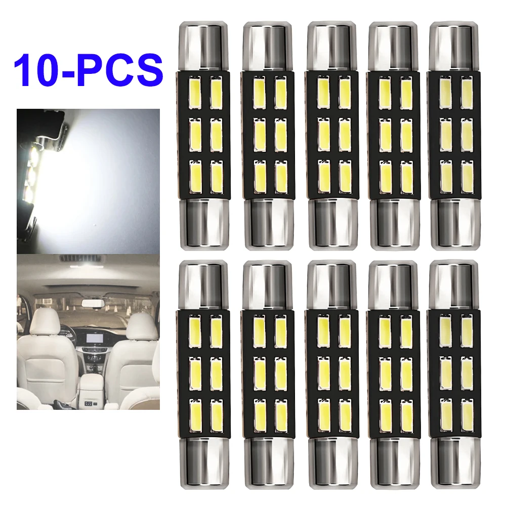 6614F C5W T6 Festoon Light 10PCS 28mm 31mm Led Vanity Mirror Reading Light Sun Visor 12V White Interior Car Roof Lamp 7000K