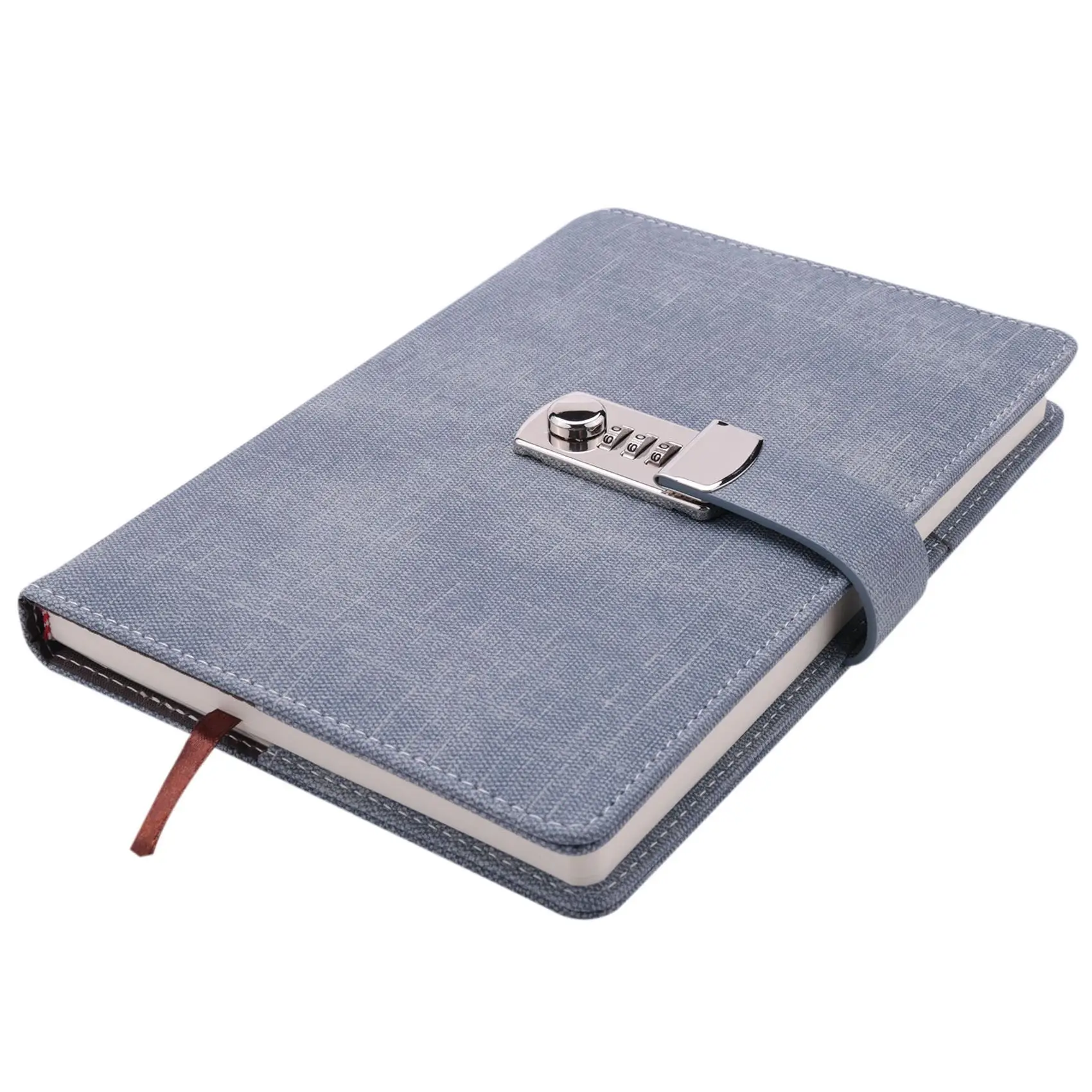 Password Notebook Paper Lockable Portable Book PU Diary Lock Traveler Journal Weekly Planner School Stationery(Denim Blue)