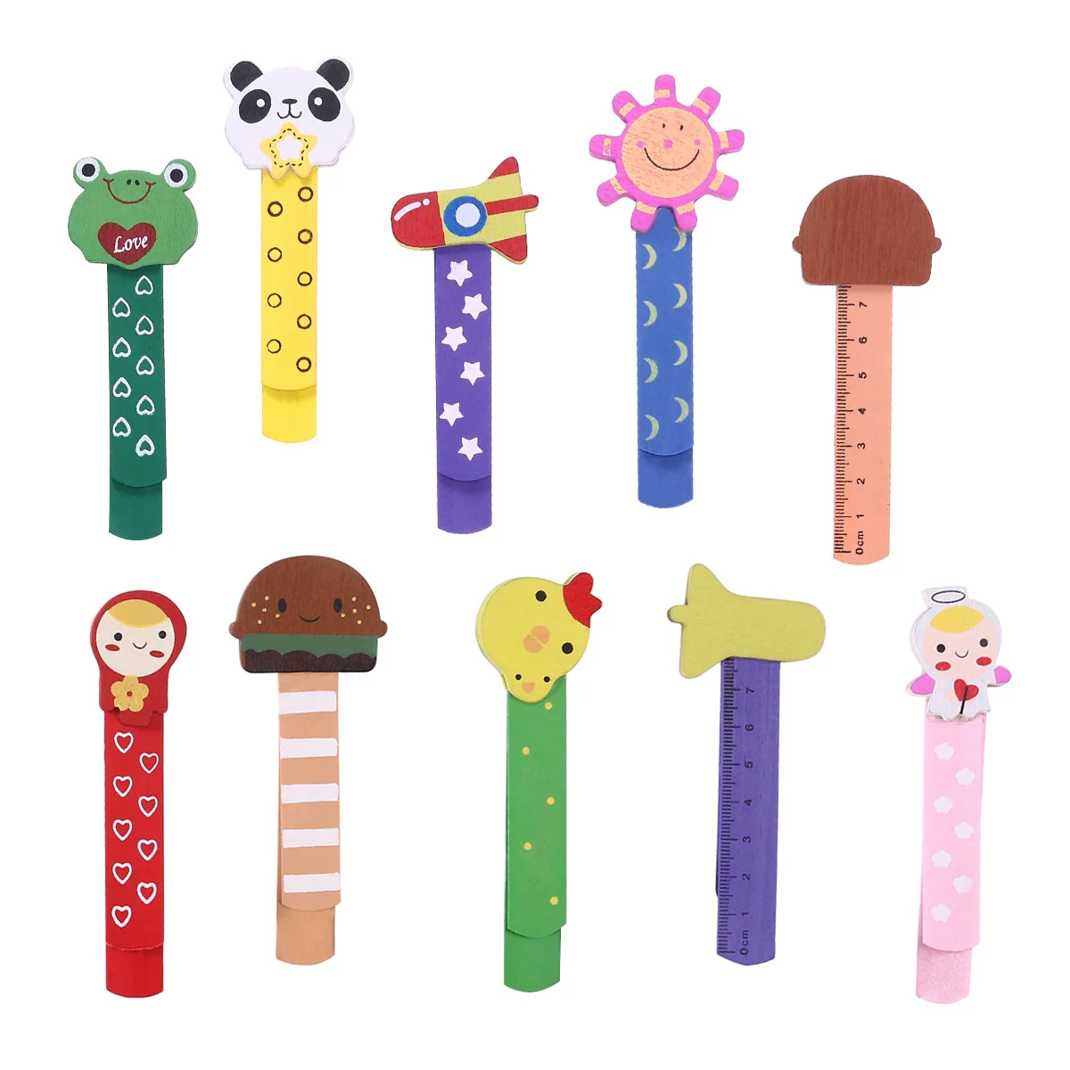 10 Pcs Kid Presents Book Marker with Scale Wooden Bookmarks Precision Booktabs Markers