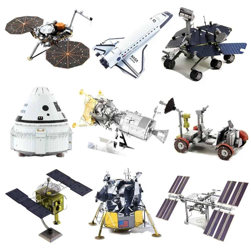 Rompecabezas de Metal 3D DIY hecho a mano sonda de Marte lanzadera espacial Apollo Saturn V Mars Lander modelo de ensamblaje rompecabezas juguetes para niños